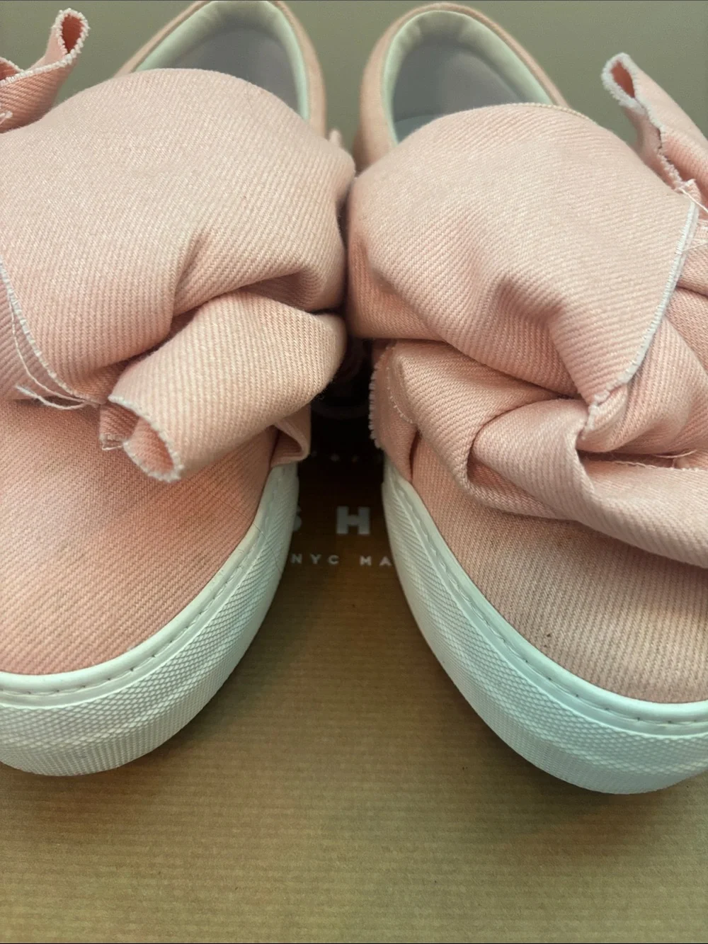 Joshua Sanders Pink Oversized Bow Slip-On Platform Sneakers Made in Italy
